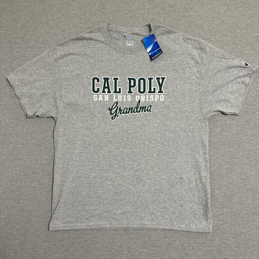 Champion Cal Poly San Luis Obispo Grandma T-Shirt NCAA Collegiate Gray XL NWT